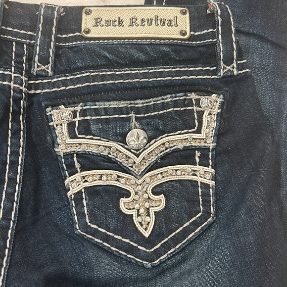 Rock Revival Denim - Rock Revival Karla Skinny Jean 27 Embellished Bling Low Rise Dark Wash